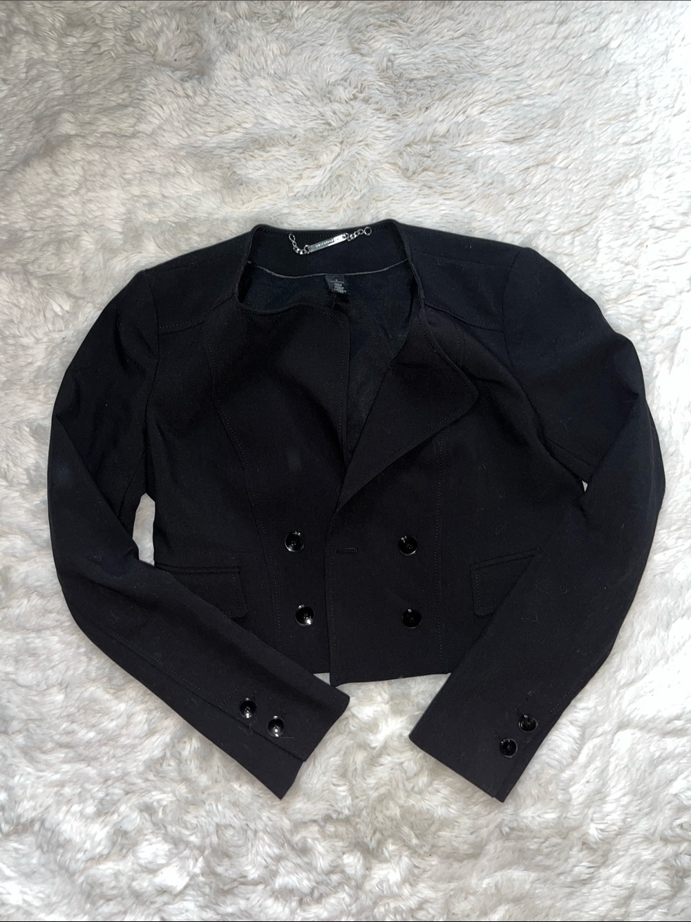 White House Black Market Black Cropped Double-Breasted Blazer